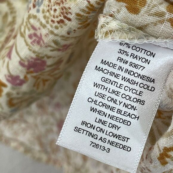 ANA A New Approach X-Small Peasant Botanical Top Boho V-Neck Cotton Rayon Womens - Picture 5 of 15